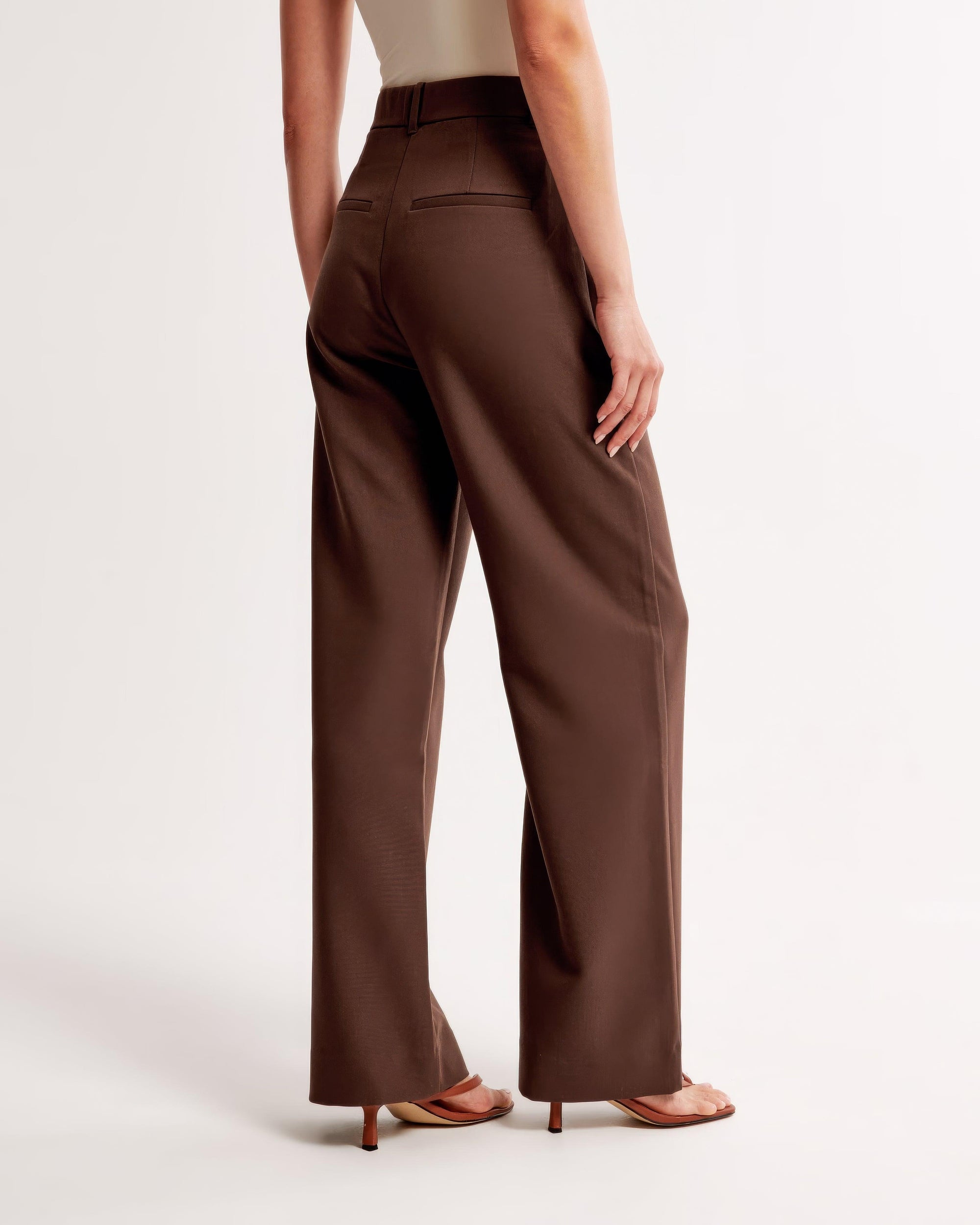 Women's High-Waisted Wide-Leg Pleated Trousers - Smooth Fabric, Modern Minimalist Style-83175-03d0822b-c102-46d3-b9dd-e8bb31f7a39d