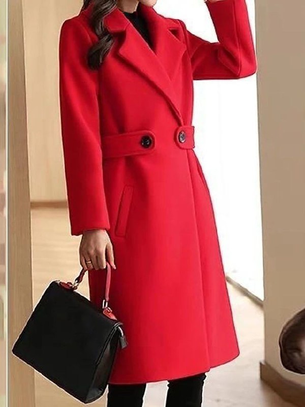 Women's Long Coat – Classic Belted Design, Button Closure, Pockets-74310-0c90aa9e-416e-411b-a7d3-2315c766f415