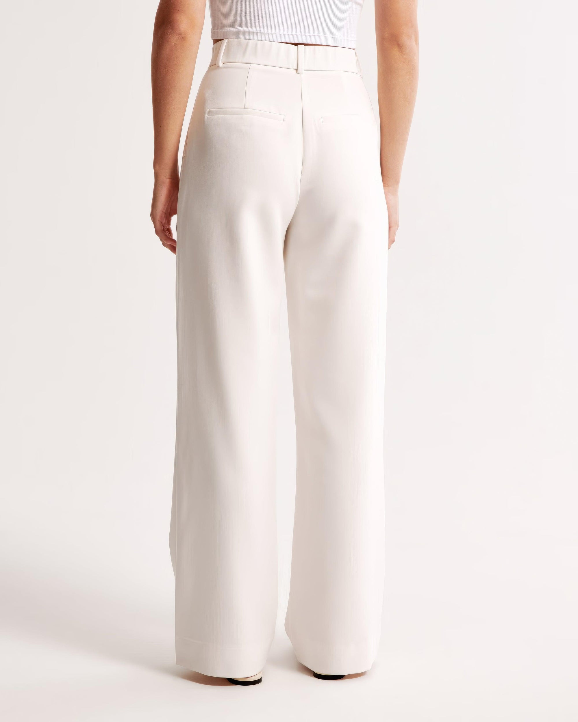 Women's High-Waisted Wide-Leg Pleated Trousers - Smooth Fabric, Modern Minimalist Style-83175-26833e05-9533-47ee-8638-90f3401e6997