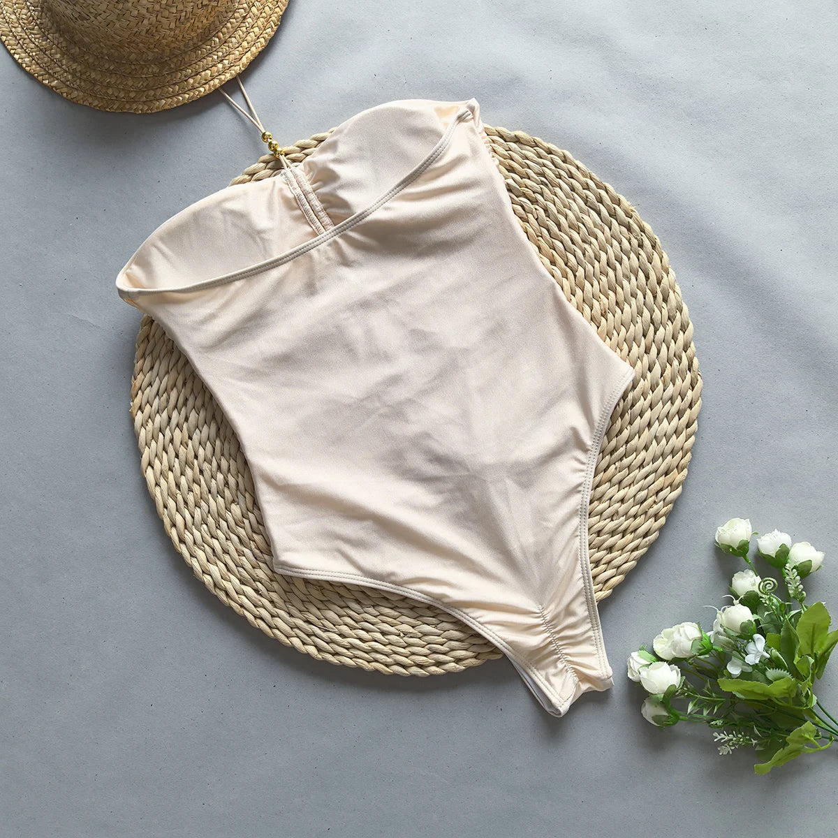 Women's One Piece Swimsuit – Strapless High-Cut with Unique Cut-Out, Minimalist Elegant Style-83762-567d3ab6-706a-4363-b198-d6f5baa73395