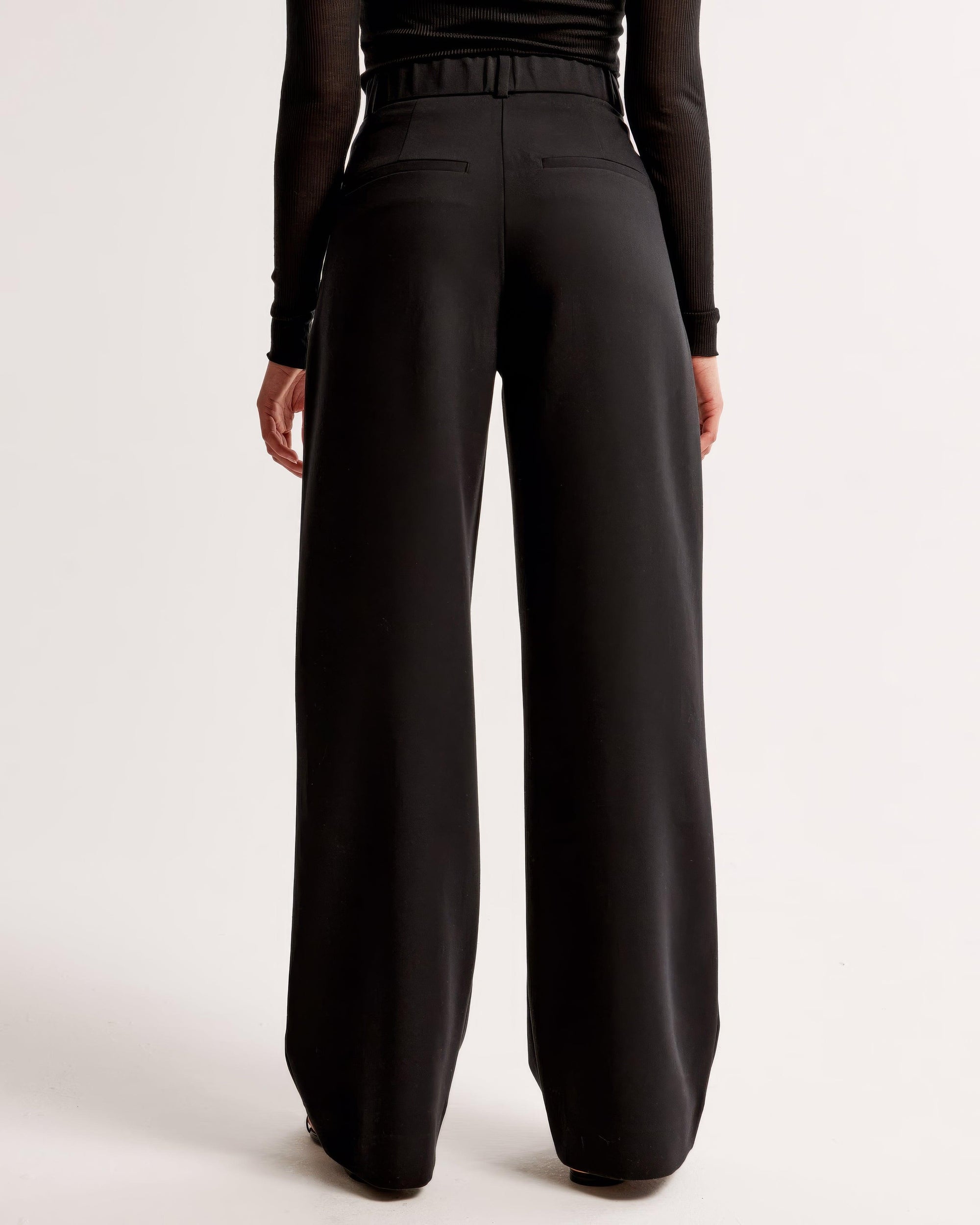 Women's High-Waisted Wide-Leg Pleated Trousers - Smooth Fabric, Modern Minimalist Style-83175-6b625851-45db-4bb8-838c-d046b57b5c08