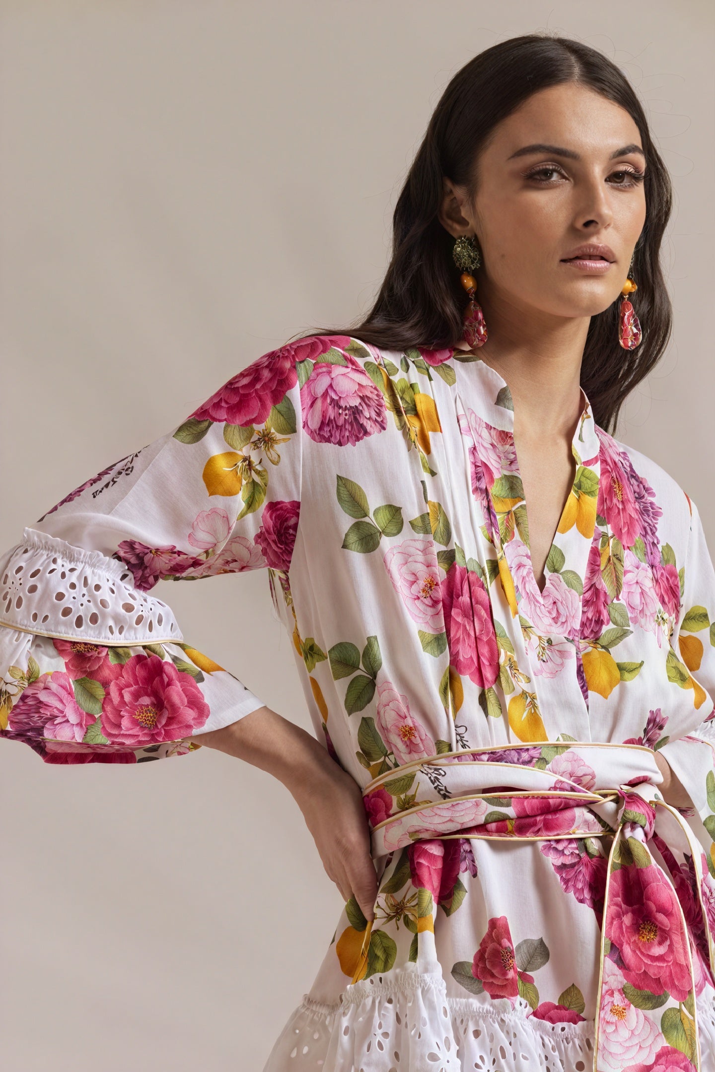 Women's White Cotton Wrap Dress – Floral Ruffled Eyelet Trim-80949-c01d9a0f-1a0d-4240-8cb9-eaa93525067c