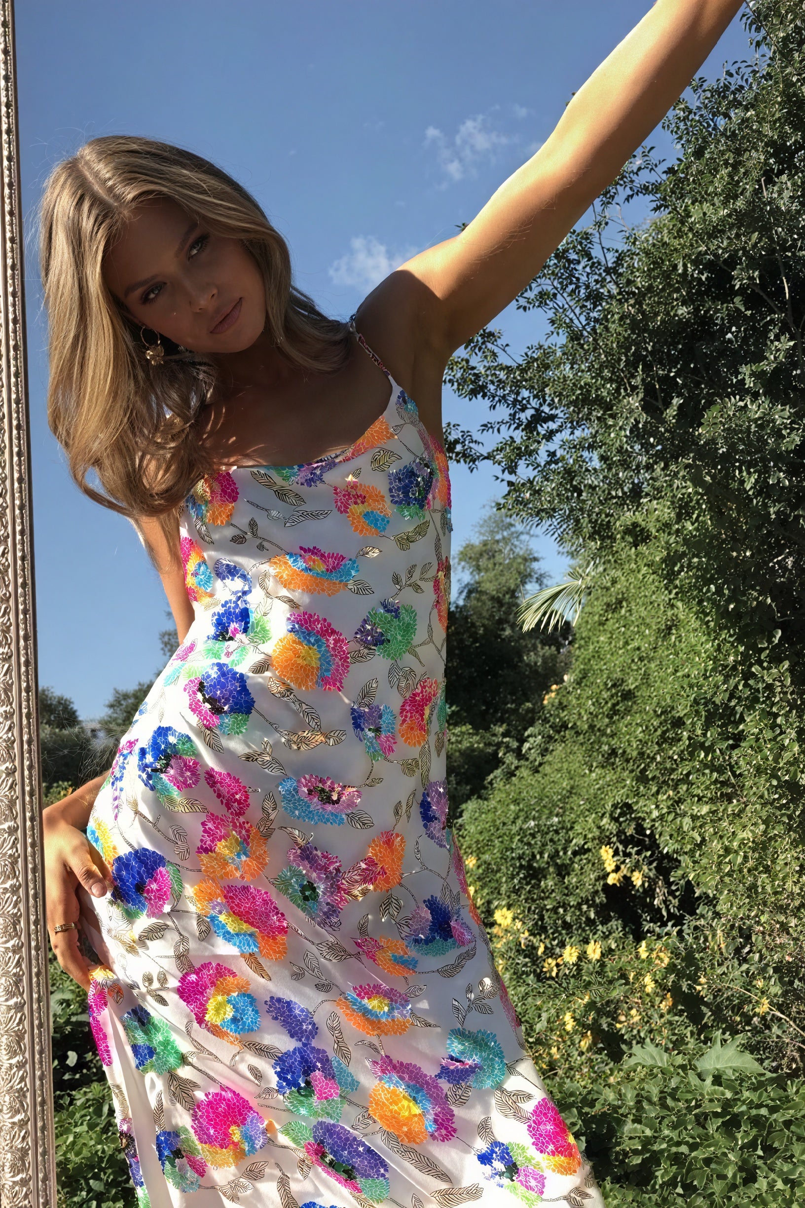 Women's Floral Maxi Dress – Pink, Silk Blend, Open Back, High Slit-80956-0749da4f-13a9-4b06-ad2d-872bcbaaa87e