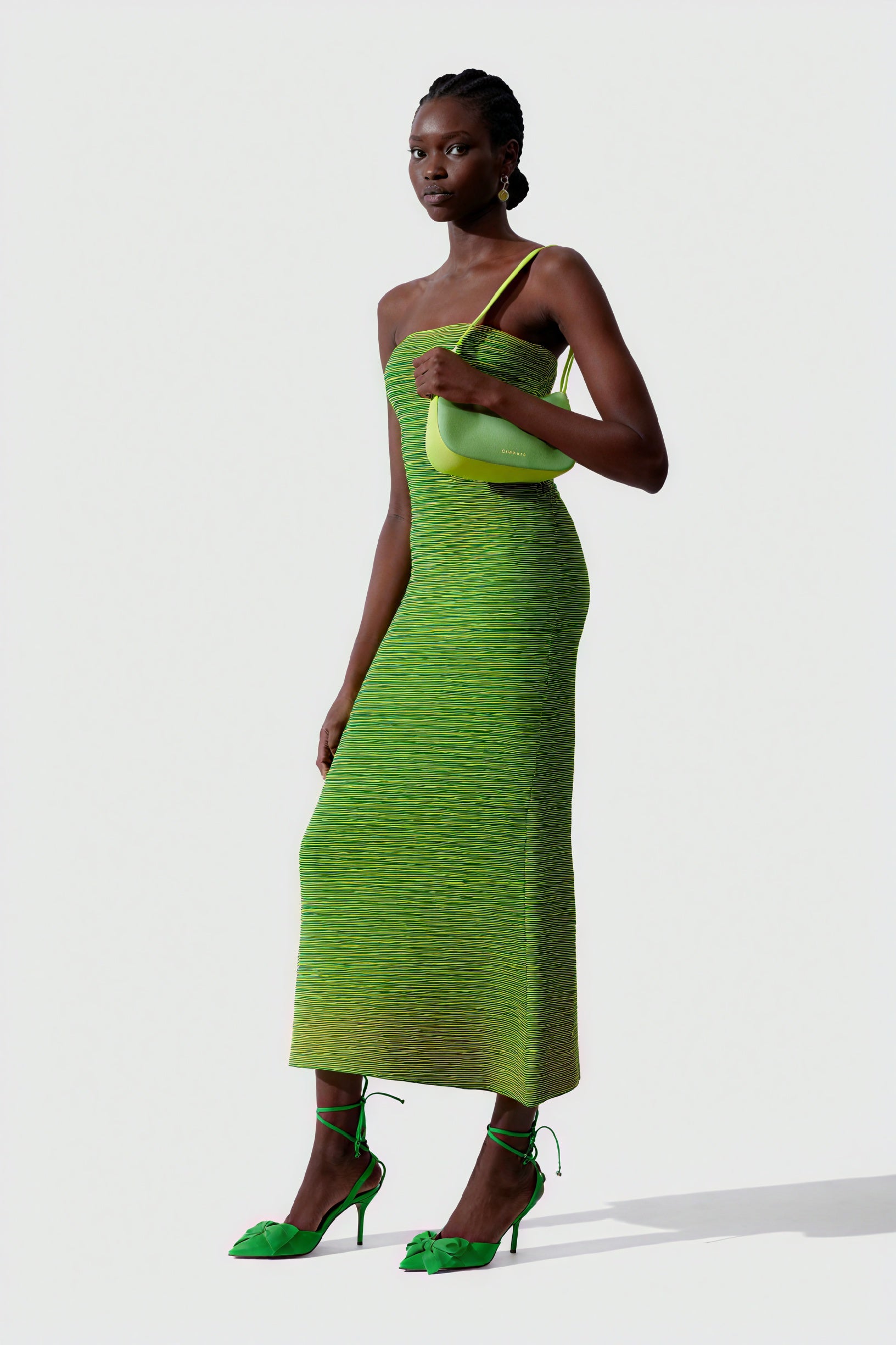 Women's Strapless Ribbed Knit Midi Dress, Horizontal Striped Pattern-81016-631e190e-d513-4876-9685-62e5517b7f0a
