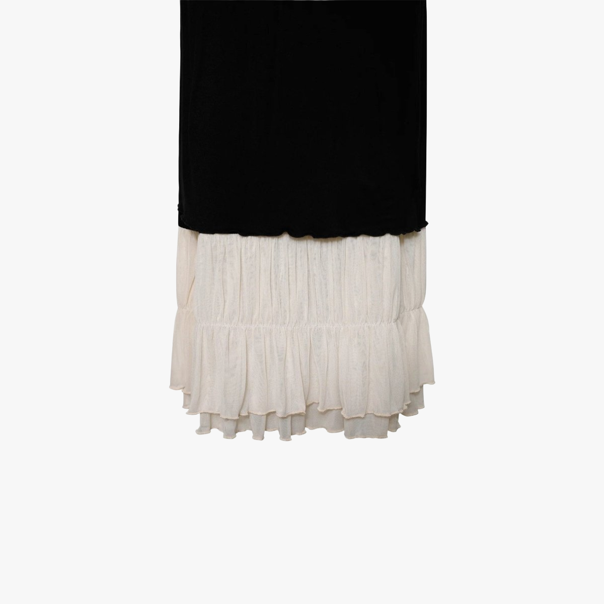 Women's Maxi Dress – Black Bodice, Cream Layered Skirt, Lace Trim, Spaghetti Straps-81026-c6f249f3-4d6e-46b2-b3f1-8ac92eaa1408