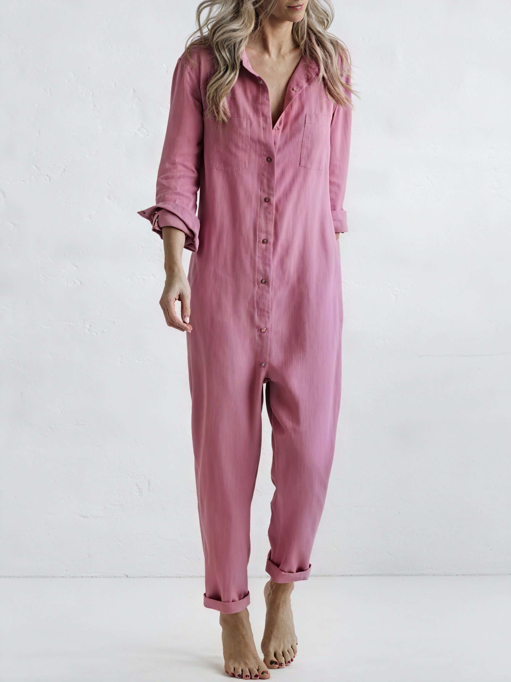 Women's Linen Blend Jumpsuit – Button-Down, Tapered Leg, Relaxed Fit-81162-c908d9d4-cc4a-4b48-9489-b03b61aff57d