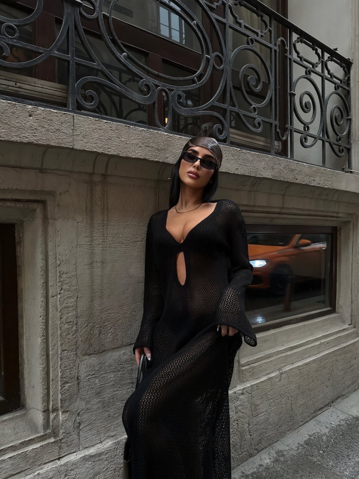 Women's Sheer Knit Maxi Dress – Long Sleeve Cutout Beach Cover-up-83803-205a1f35-cc43-4ebf-80c3-3e81617e4e08