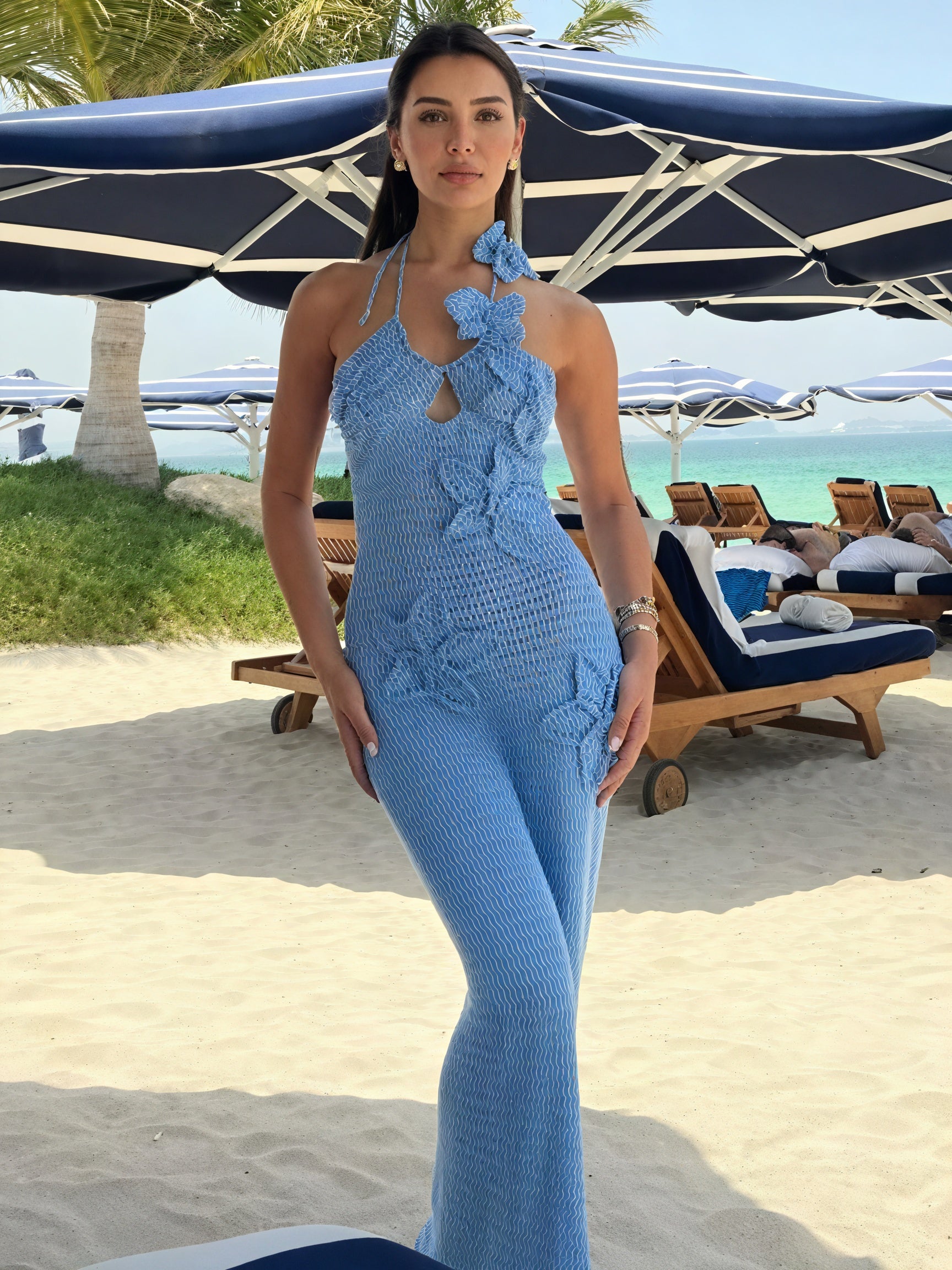 Women's Crocheted Halter Neck Dress – Floral Applique, Bohemian Style-83837-06aba1ee-2b1b-412f-8f5a-38d9ff536091