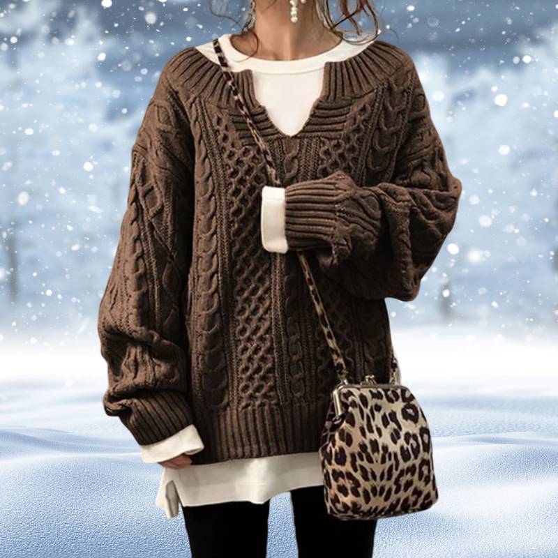 Women's Sweater Chunky Cable Knit V-Neck Long Sleeve-53262-925ab543-c953-4f1f-90f3-49b6bb0857fd