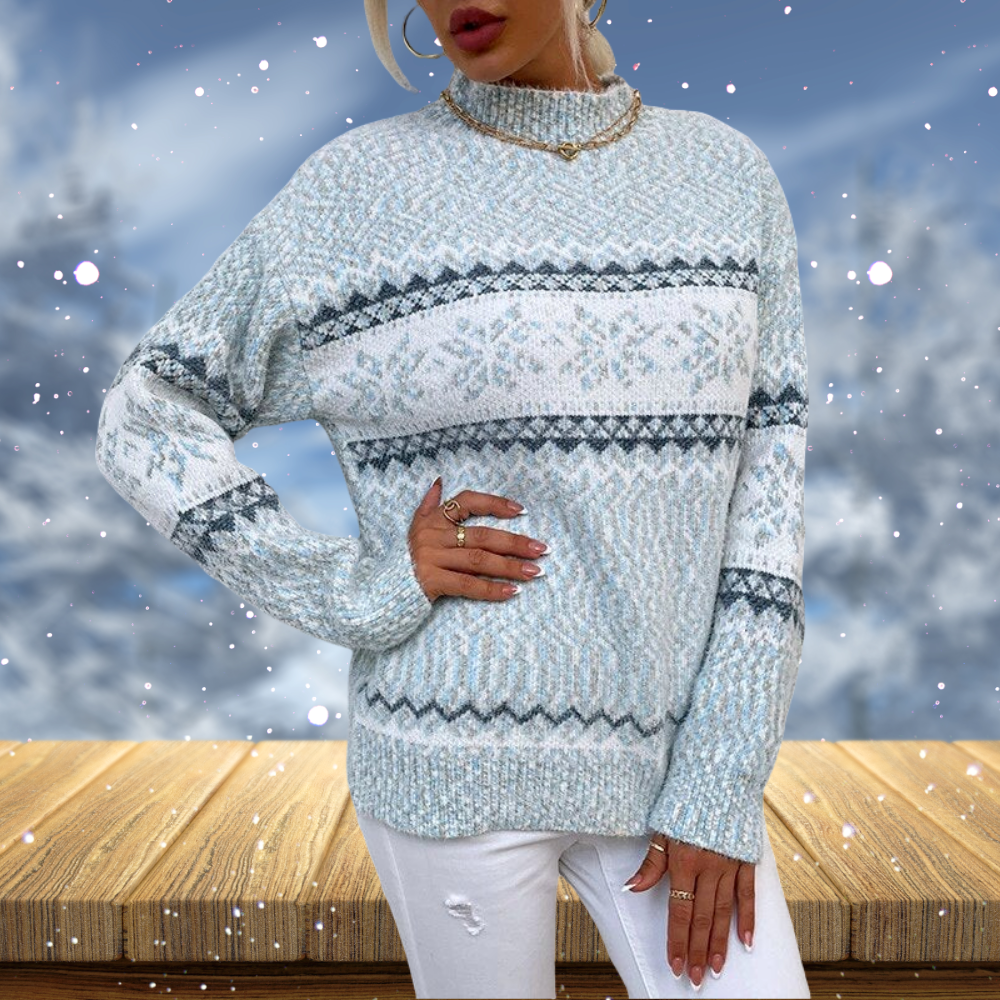 Women's Fair Isle Crew Neck Knitted Sweater – Long Sleeve, Classic Style-53432-31f91806-e992-420a-a606-6021d8d9d783