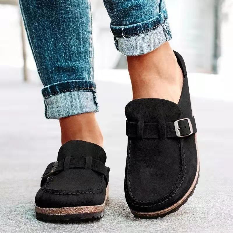 Women's Slip-On Clogs – Suede-Like Upper, Adjustable Buckle, Cork Sole-83205-d0250fd9-db3a-4422-bb85-b9560eb43b6a