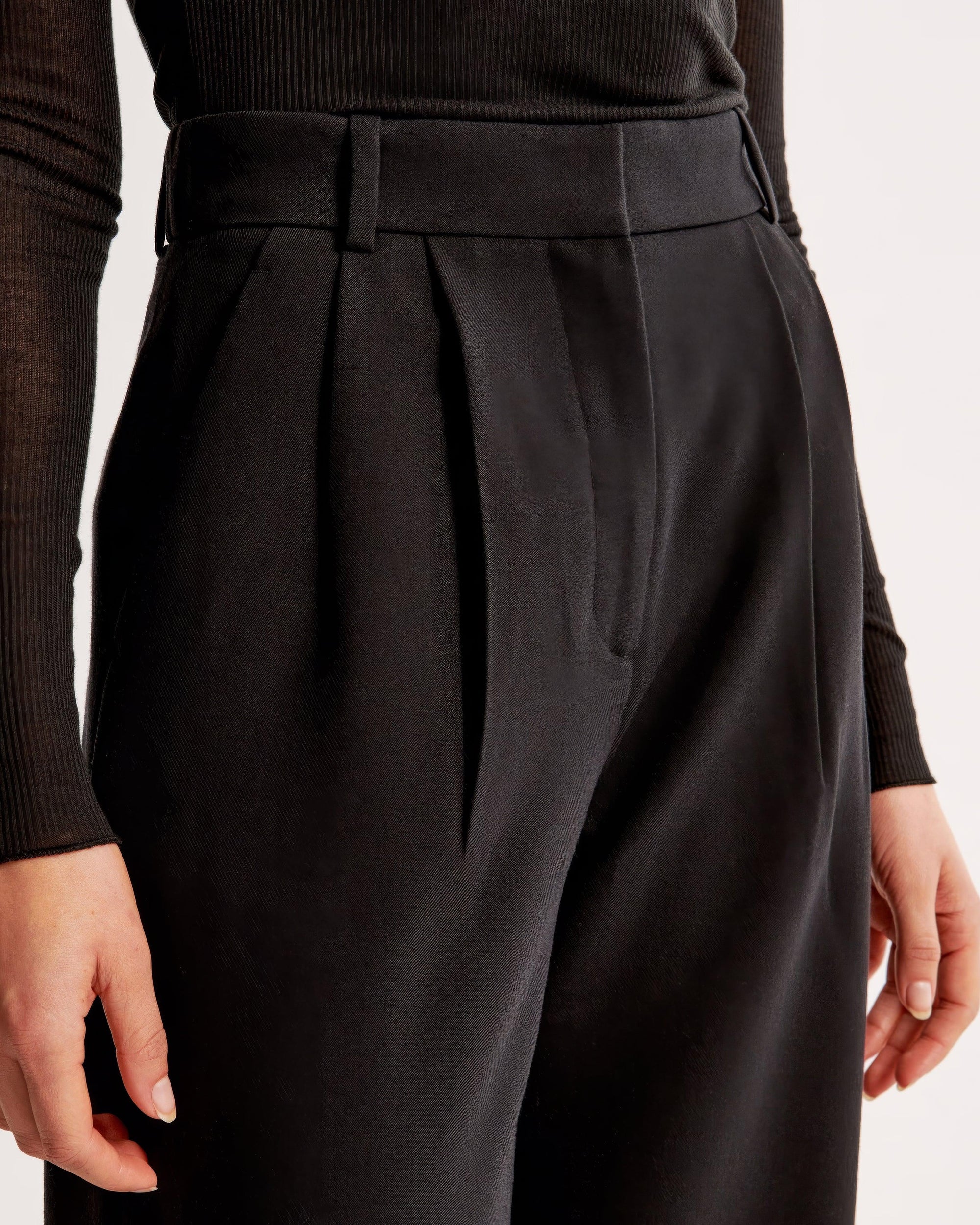Women's High-Waisted Wide-Leg Pleated Trousers - Smooth Fabric, Modern Minimalist Style-83175-de69101b-74d4-4c20-a410-1268a1179ff1