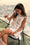 Bohemian White Mini Dress – Floral High Neck