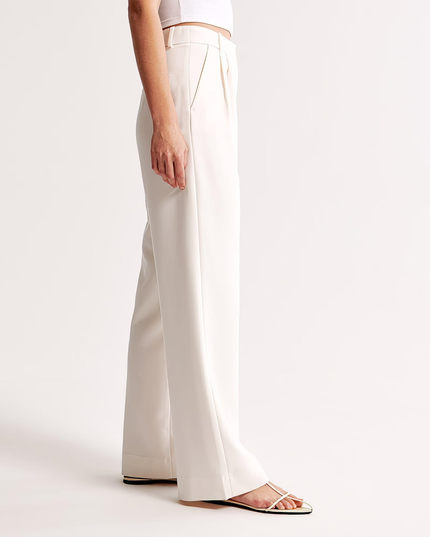 Women's High-Waisted Wide-Leg Pleated Trousers - Smooth Fabric, Modern Minimalist Style-83175-09d3ea0b-3fbe-4676-9f19-ef58f577a199
