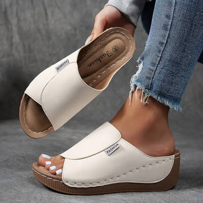 Wedge Slip-On Sandals – Stitched Strap