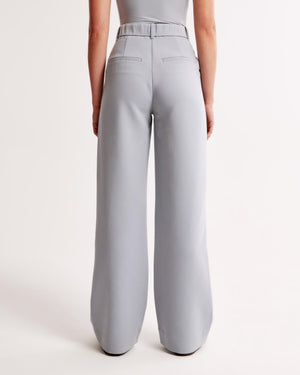 Women's High-Waisted Wide-Leg Pleated Trousers - Smooth Fabric, Modern Minimalist Style-83175-13f13f1e-4bd0-43df-b595-925344d3991c