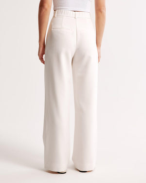 Women's High-Waisted Wide-Leg Pleated Trousers - Smooth Fabric, Modern Minimalist Style-83175-26833e05-9533-47ee-8638-90f3401e6997