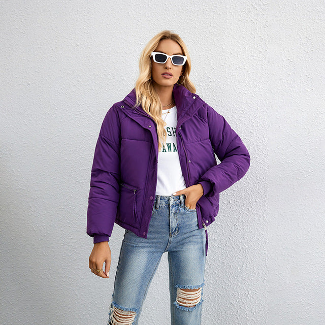 Women's Quilted Cropped Puffer Jacket – High Collar, Water-Resistant-65207-2a2aa8be-840d-4e9e-a570-a4dacf0e1886