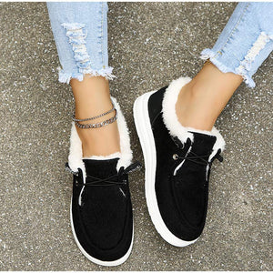 Women's Corduroy Lace-Up Shoes – Faux Fur Lined, Rubber Sole, Casual Style-82593-2efda9dd-933f-4f6a-b1f8-52239684ab36