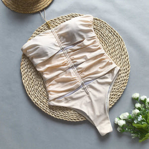 Women's One Piece Swimsuit – Strapless High-Cut with Unique Cut-Out, Minimalist Elegant Style-83762-31fce541-64d2-4112-a432-f6c70e669bca