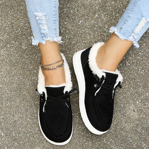 Women's Corduroy Lace-Up Shoes – Faux Fur Lined, Rubber Sole, Casual Style-82593-44538179-0a41-408a-b248-58d8e9970217