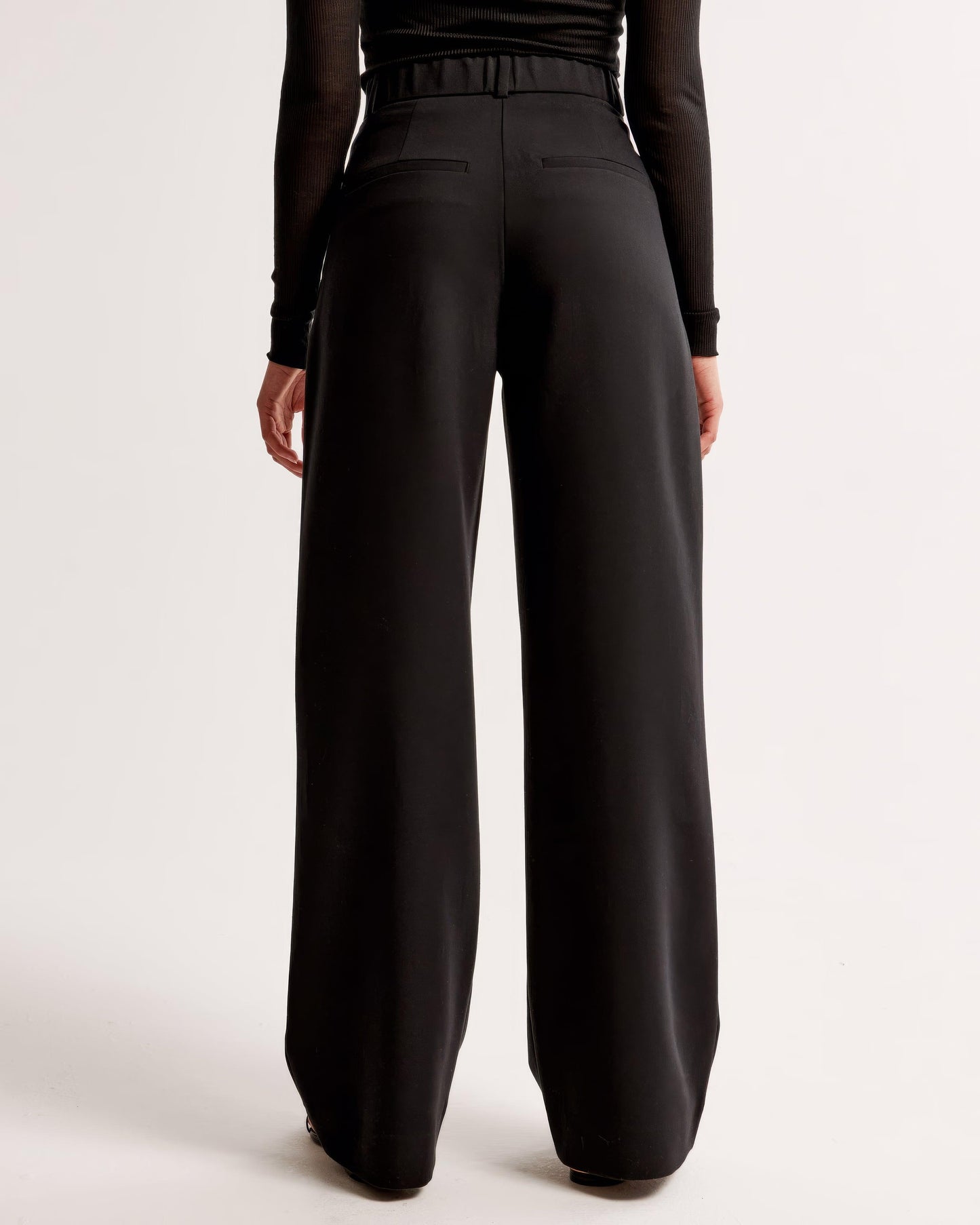 Women's High-Waisted Wide-Leg Pleated Trousers - Smooth Fabric, Modern Minimalist Style-83175-6b625851-45db-4bb8-838c-d046b57b5c08