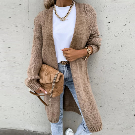 Women's Longline Cardigan – Open Front, Ribbed Knit, Layering Style, Basicfold-74479-6ff90b8b-1c1e-4a92-9e00-92dce12c84ef