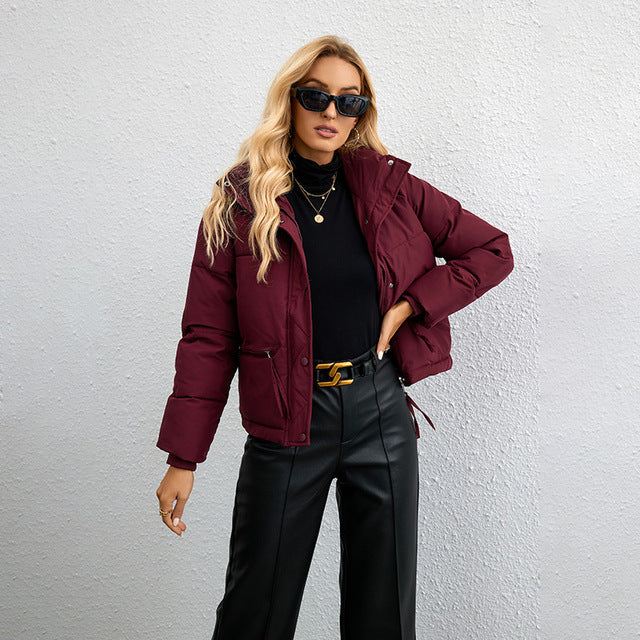 Women's Quilted Cropped Puffer Jacket – High Collar, Water-Resistant-65207-73dc7695-c6ab-4bff-b8b8-a32fc35f42db
