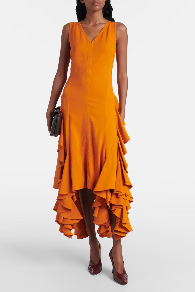 Statement High-Low Dress with Ruffled Skirt