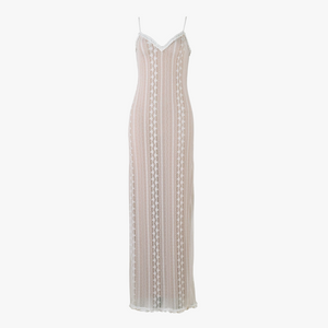 Women's Sheer Maxi Dress – Bolero, V-Neck, Lace, Striped, Black/White-80915-cd69e34f-db54-4e54-937b-1aad299d0e81