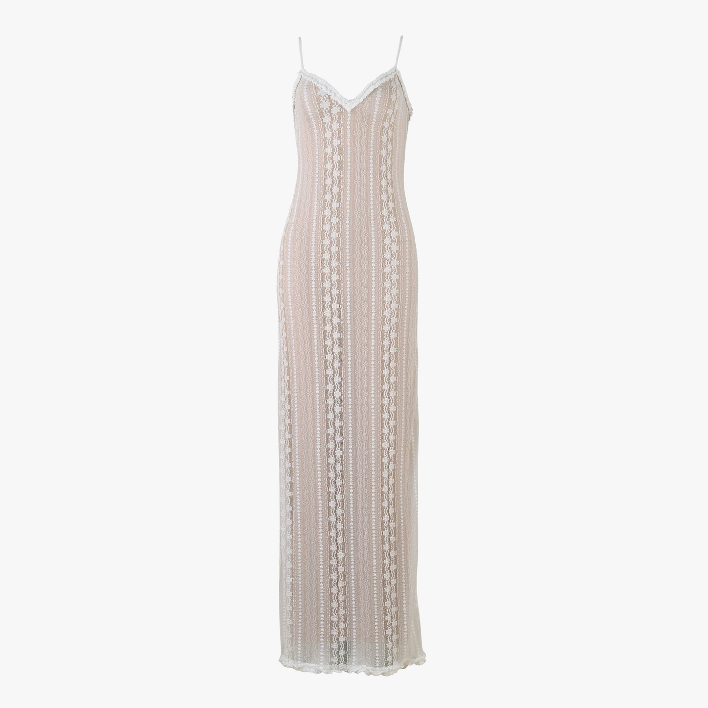 Women's Sheer Maxi Dress – Bolero, V-Neck, Lace, Striped, Black/White-80915-cd69e34f-db54-4e54-937b-1aad299d0e81