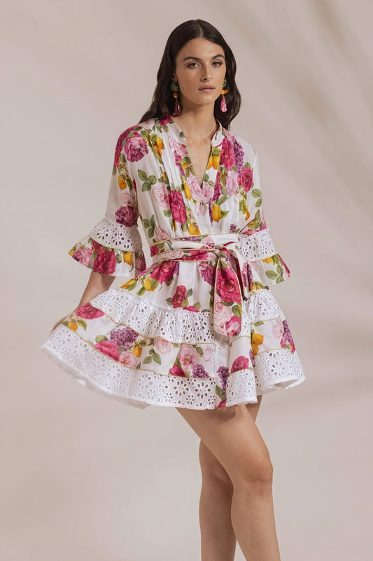 Women's White Cotton Wrap Dress – Floral Ruffled Eyelet Trim-80949-4a26db21-4668-47c4-b1e9-15c4bedace1a