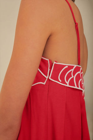 Women's Red Maxi Dress – Floor-Length, Fish Applique, Spaghetti Straps, Bohemian Style-80958-bb20870f-bbcd-4b85-bed9-1a160b8b65a1