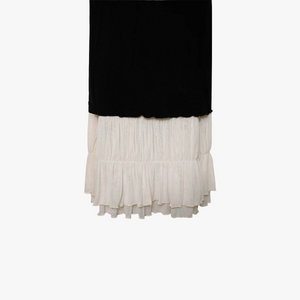 Women's Maxi Dress – Black Bodice, Cream Layered Skirt, Lace Trim, Spaghetti Straps-81026-c6f249f3-4d6e-46b2-b3f1-8ac92eaa1408