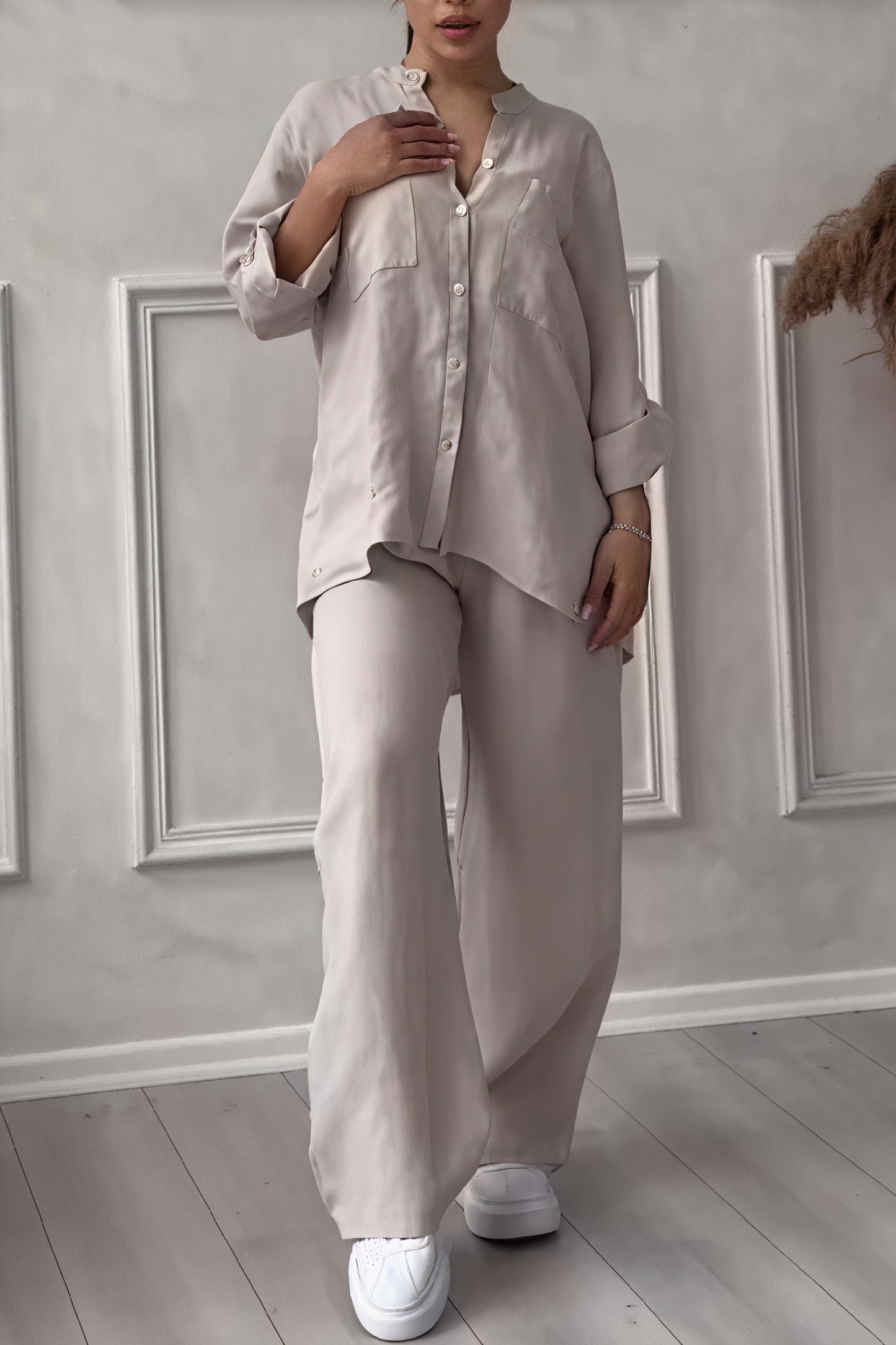 Women's Linen Button-Down Wide-Leg Suit Set – Relaxed Fit, Minimalist Style-81140-b6cadebc-f5d4-40b8-aa58-a637fcfb9e4b
