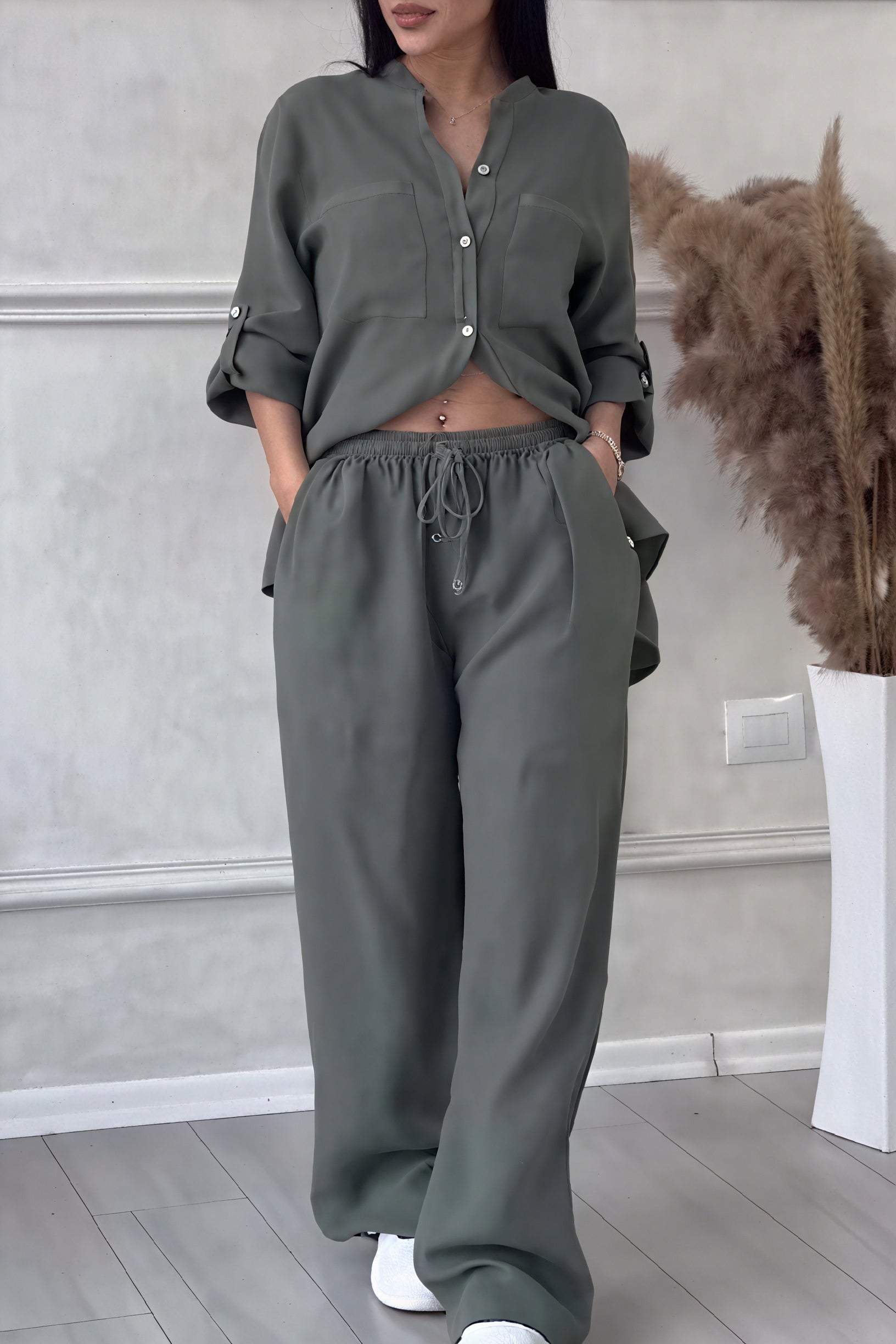 Women's Linen Button-Down Wide-Leg Suit Set – Relaxed Fit, Minimalist Style-81140-77050018-cdc6-4a7d-900c-bd573bcc8daf