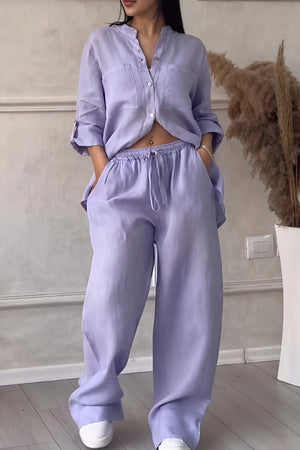 Women's Linen Button-Down Wide-Leg Suit Set – Relaxed Fit, Minimalist Style-81140-4ee9d711-5fdd-4062-ad8d-c7a5d3138149