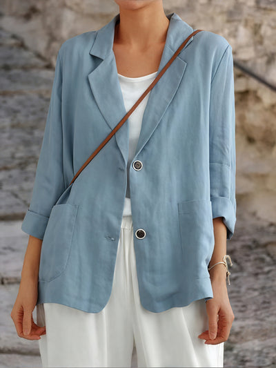 Lightweight Notched Blazer – Rolled Sleeve, Oversized Fit