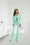 Mint Green Structured Blazer & Flared Trouser Suit
