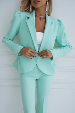 Women's Mint Green Suit Set – Structured Blazer, Flared Trousers-83132-de718d63-c9dc-4e14-b427-849b3a11c588