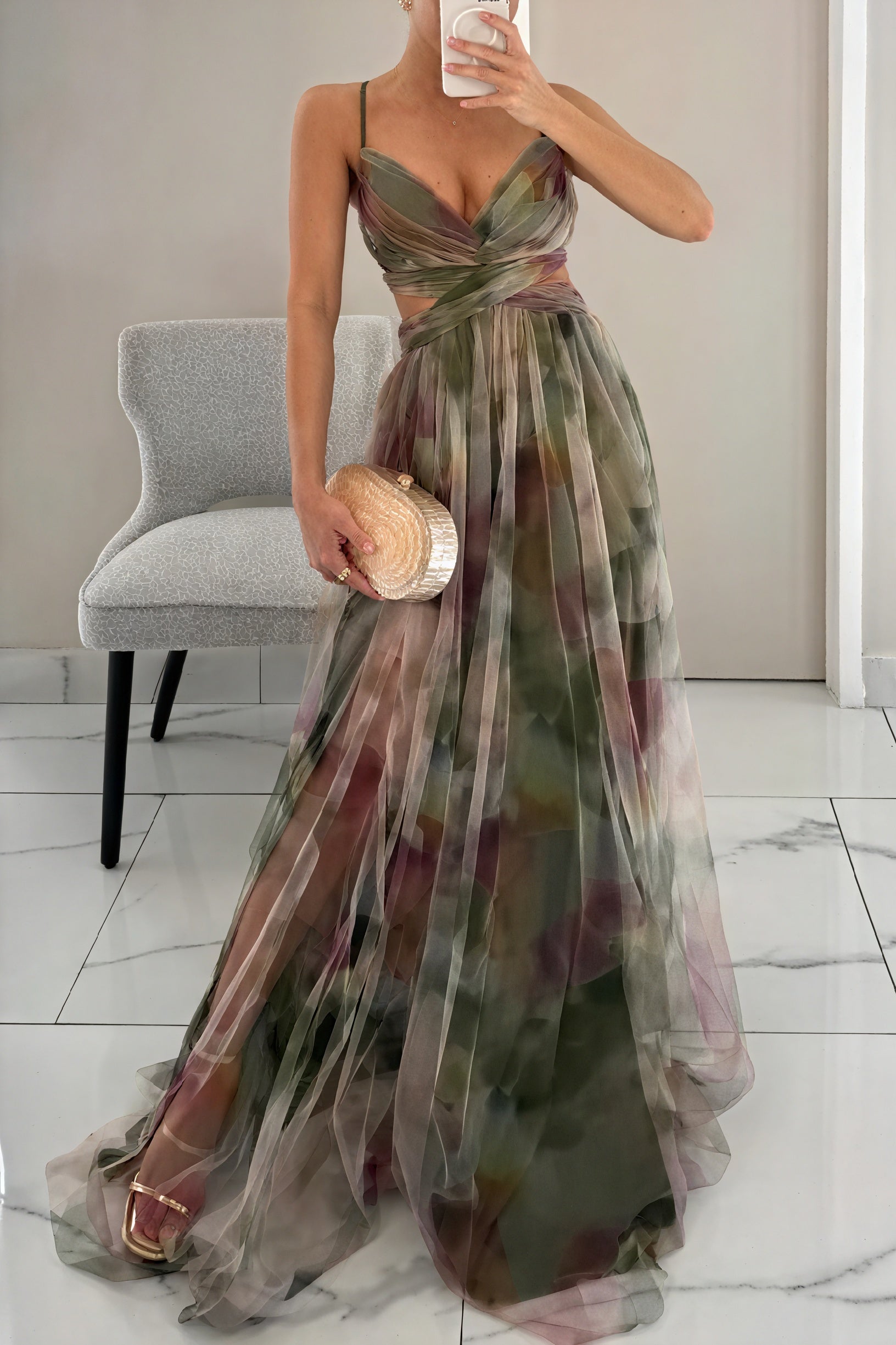 Women's Maxi Dress – Watercolor Floral Print, V-Neck Chiffon Flowing-83162-aa3eed0d-2e8a-42de-baa9-f7b7089ae63c