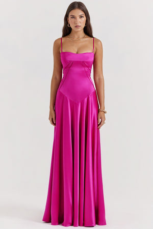 Women's Maxi Dress – A-Line, Spaghetti Strap, Satin Silk Lace, Basicfold-83173-ed9b37f1-9efe-4ec5-afef-1d360440bbd9