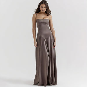 Women's Maxi Dress – A-Line, Spaghetti Strap, Satin Silk Lace, Basicfold-83173-dd68878e-be11-4f1b-9110-48377979e51d