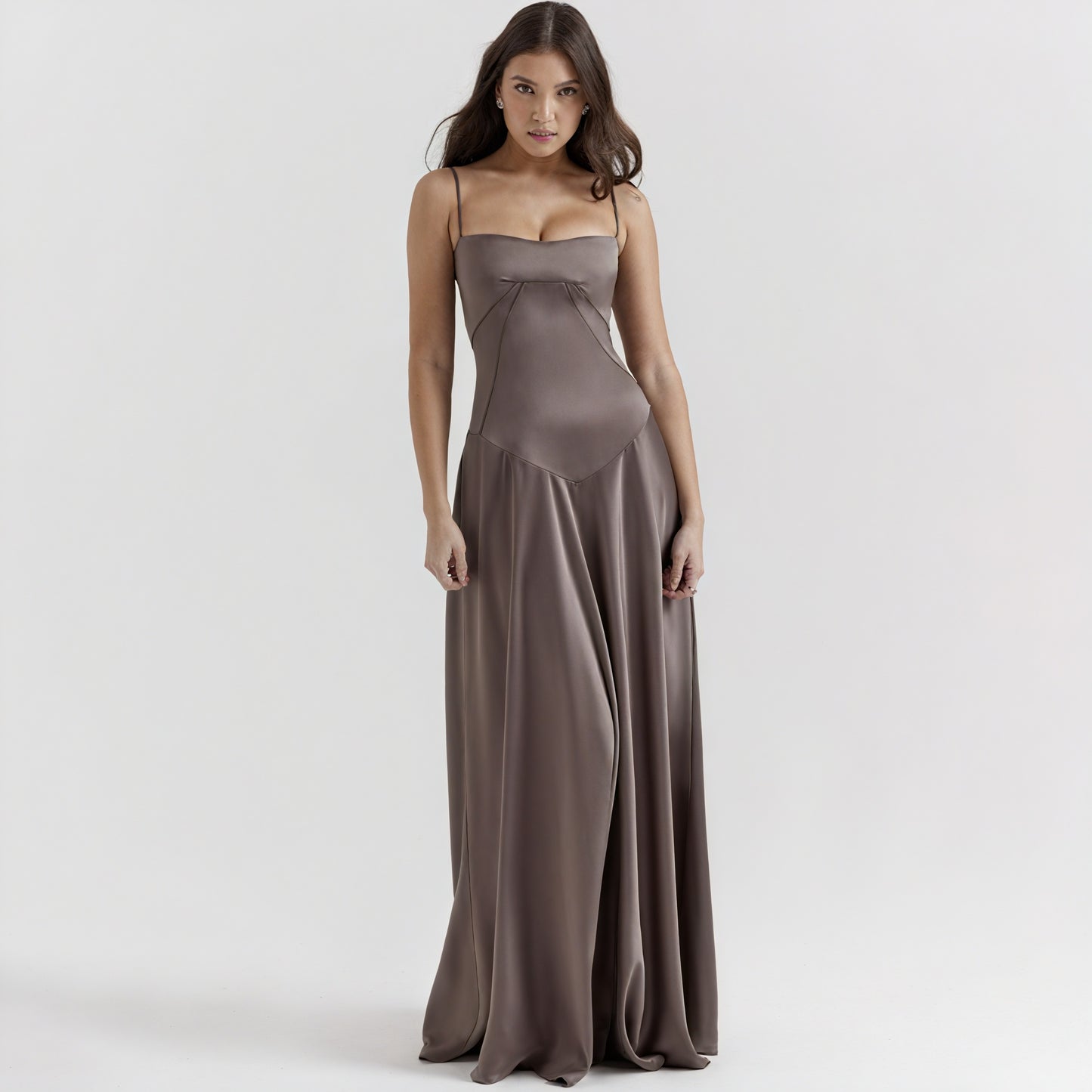 Women's Maxi Dress – A-Line, Spaghetti Strap, Satin Silk Lace, Basicfold-83173-dd68878e-be11-4f1b-9110-48377979e51d