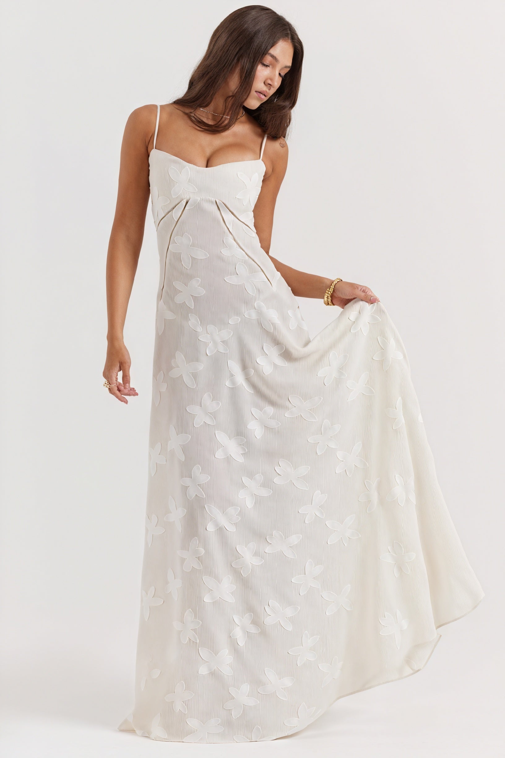 Women's Maxi Dress – A-Line, Spaghetti Strap, Satin Silk Lace, Basicfold-83173-362d717d-bb06-484f-8c50-f40c88ed6015