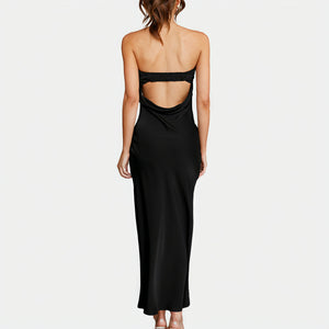 Women's Strapless Maxi Dress – Satin Fabric, Floor-Length, Elegant-83174-26448d9c-8c1b-44bd-a417-25689010bb2a