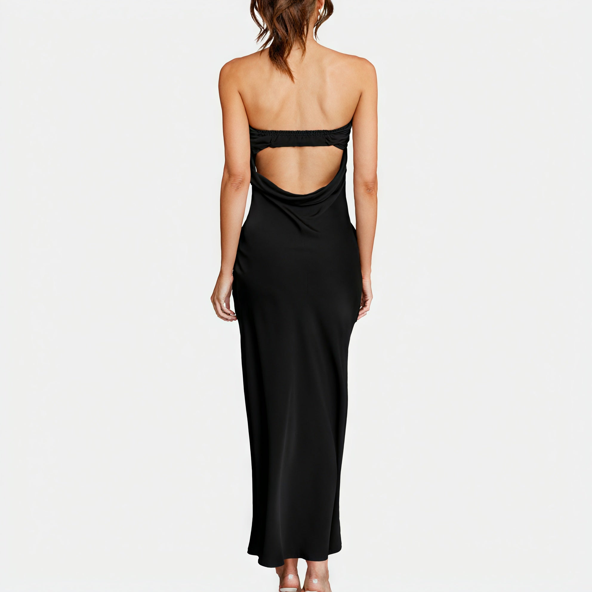 Women's Strapless Maxi Dress – Satin Fabric, Floor-Length, Elegant-83174-26448d9c-8c1b-44bd-a417-25689010bb2a
