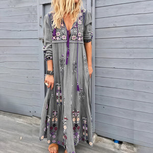 Women's Floral Embroidered Maxi Dress – V-Neck Cotton Bohemian-83200-8e776f37-b2f9-4e54-aa87-bcaa17a78f96
