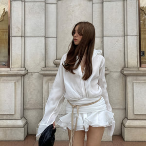 Women's White Button-Down Long Sleeve Midi Dress, Elegant Style-83661-e80965aa-d18f-466b-a5c8-d574a13e7d24