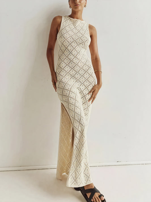 Women's Maxi Dress – Sleeveless Open Knit Design-83712-d589210a-5e78-40b5-98f3-b1e641721359